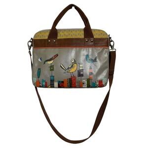 Fossil Key-Per Vintage Messenger Laptop Bag Birds Adjustable Strap Y2K Whimsical